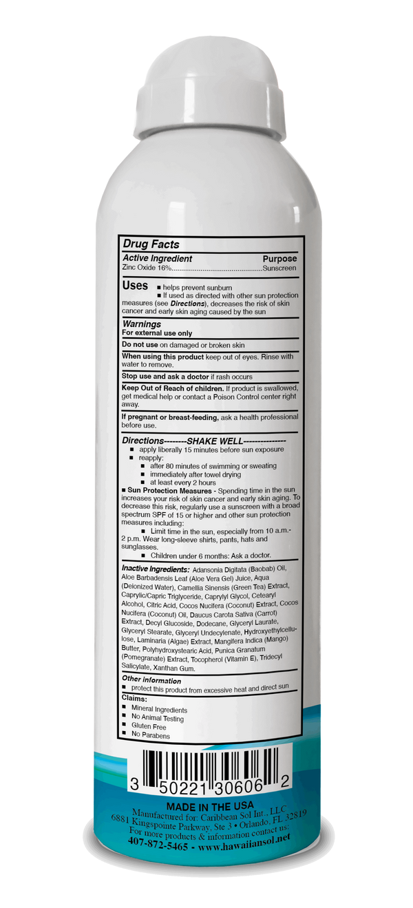 Hawaiian Sol Natural Sunscreen Spray SPF 30 6oz